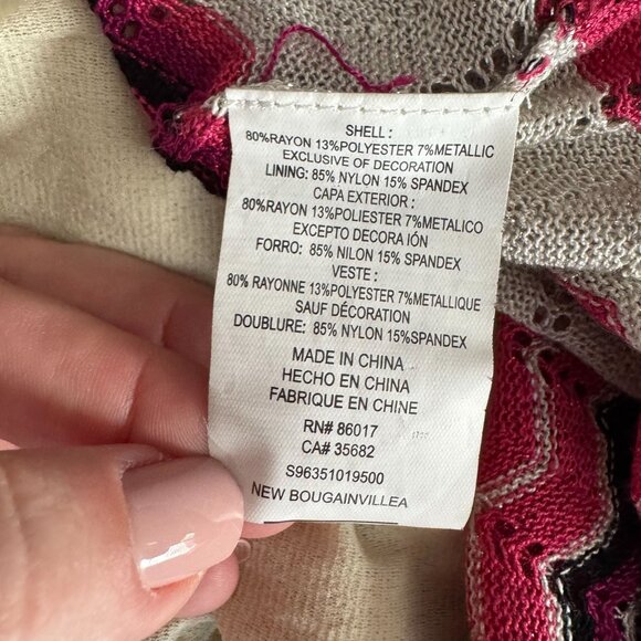 BEBE Metallic‎ Chevron Sweater Dress Size M Pink Balloon Sleeve Knit Y2K Vintage - Picture 5 of 8